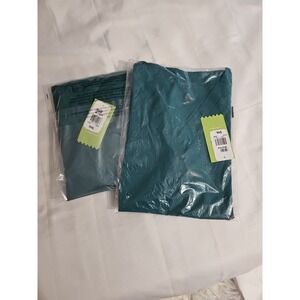 Landau Essentials Women's SM Green Durable V-Neck Scrub Top & Snap Front Jacket